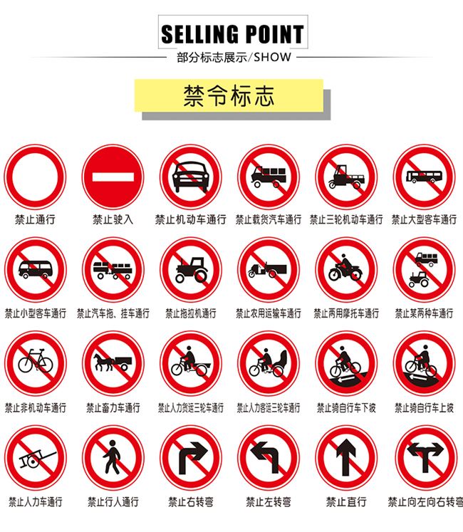 交通指示牌限载标志牌限重标牌反光标识牌禁停慢字警示牌铝板路