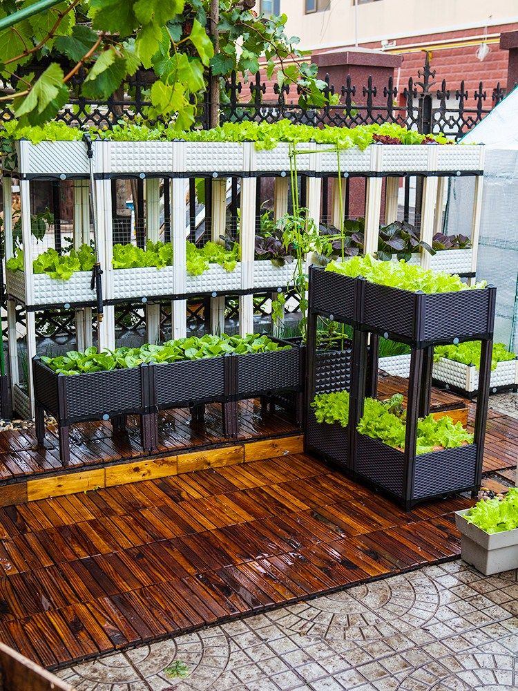 立体种植4026咖啡色双层阳台楼顶露台花盆花盆