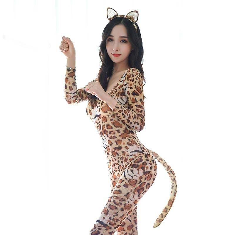 sm成人情趣内衣性感豹纹紧身激情套装免脱开档大码角色扮演女