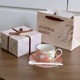 法式ins手绘山茶花陶瓷咖啡杯粉色少女心实用礼品杯生日伴手礼盒