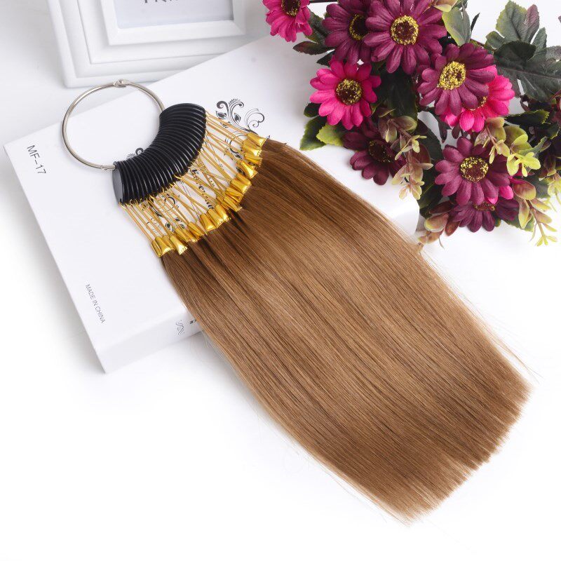 (今日6.9折)美发发条真发色板色卡漂染实验头发染发测试褪色毛条彩色