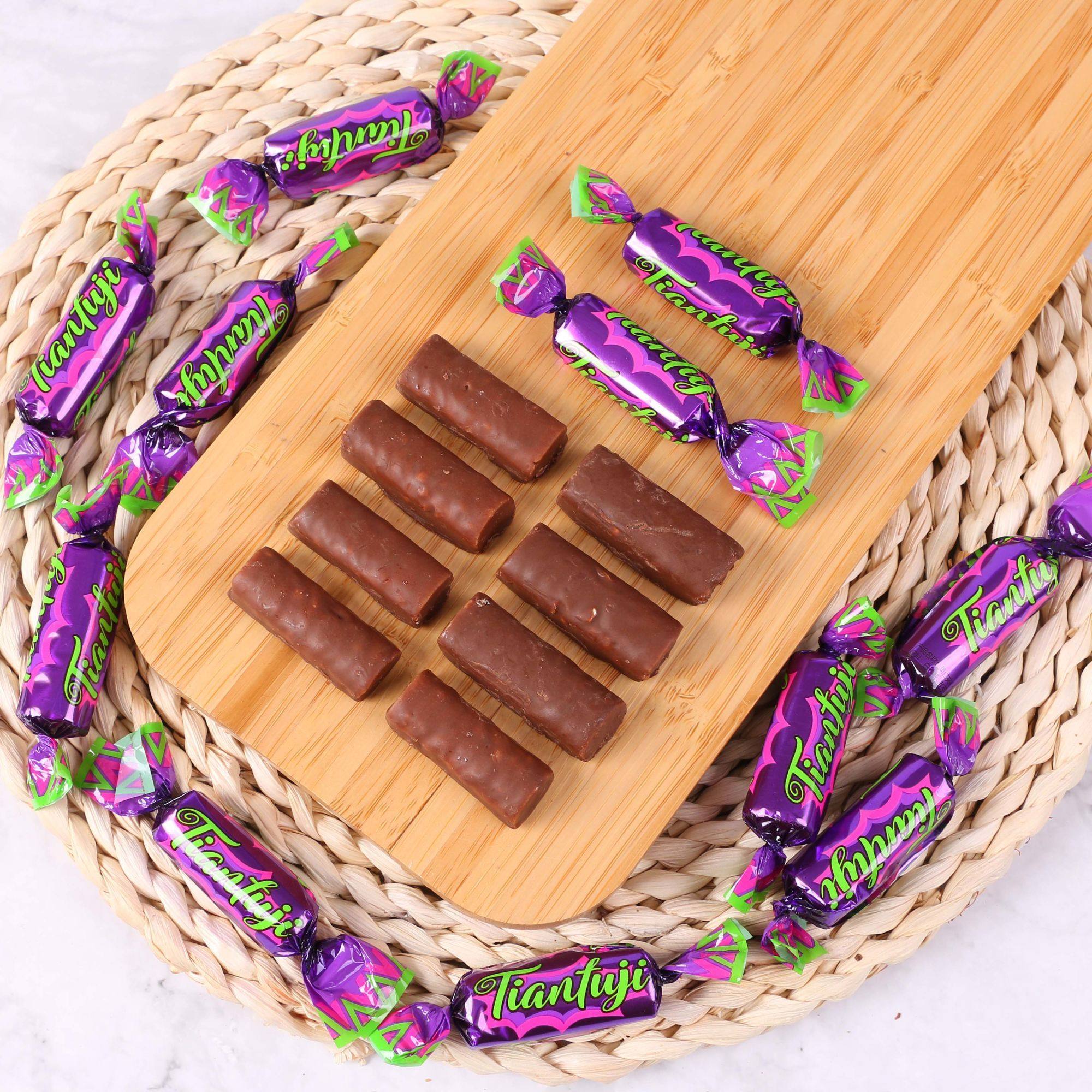 超实惠国产紫皮糖俄罗斯风味巧克力网红果仁夹心糖果500g代可可脂