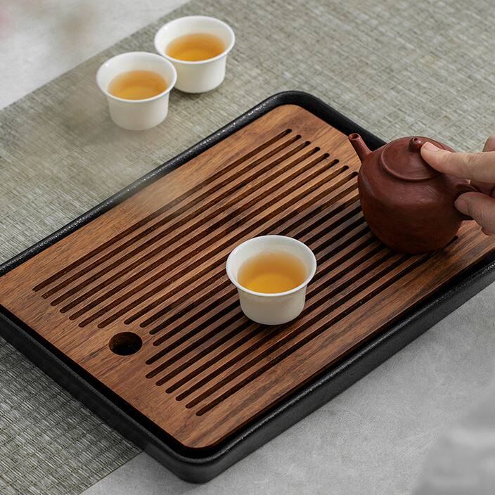 隐涧堂重竹干泡茶盘家用陶瓷日式蓄水小型小茶台干泡台茶台托盘