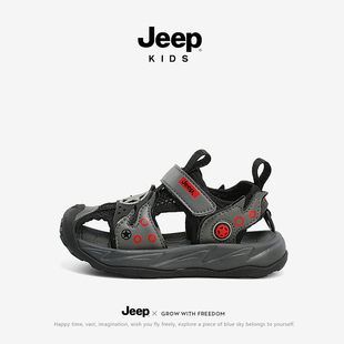 jeep男童运动凉鞋儿童鞋子镂空包头中大童夏款2024新款男孩沙滩鞋