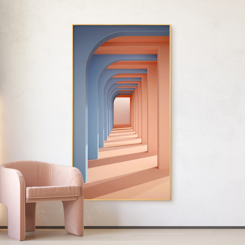 现代简约玄关装饰画空间延伸建筑走廊过道墙壁画北欧风格客厅挂画
