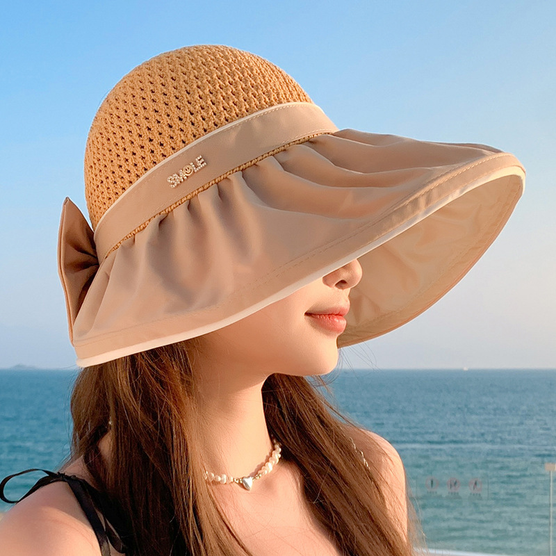 夏季防晒渔夫帽子女大檐黑胶防紫外线太阳帽出游透气时尚遮阳帽