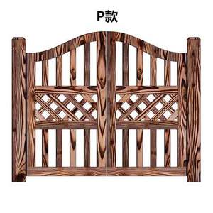 定制户外花园木门定做双开门防腐木拱门院子栅栏门碳化木门庭院门