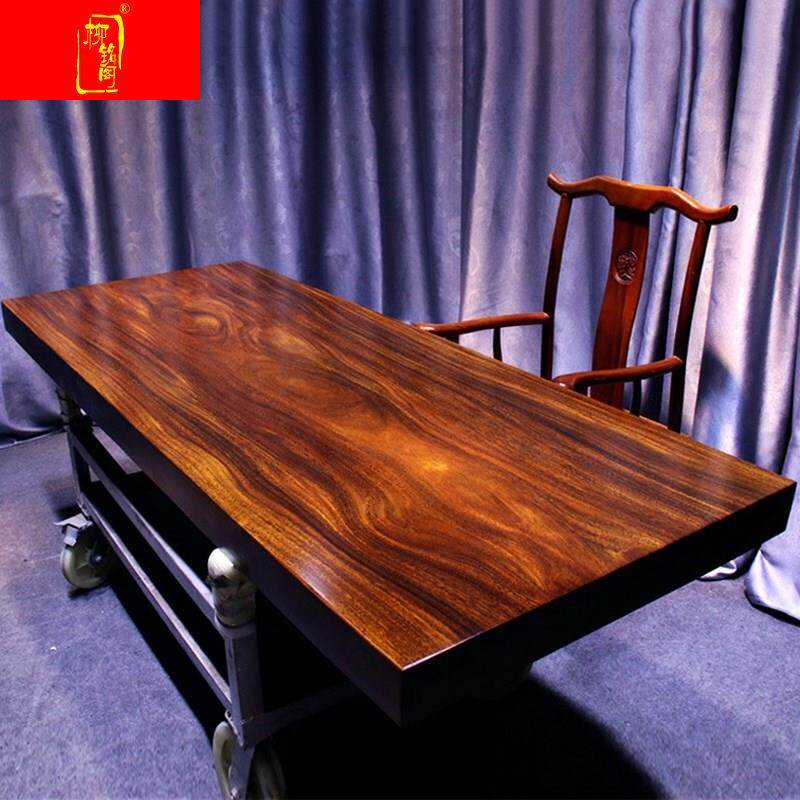 奥板坎大实木原木茶桌茶台茶板绿檀心菠萝格餐桌1米8整块独板2米
