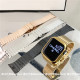 适用苹果applewatch9手表带iwatch87654代链式不锈钢一株金属男女