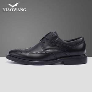 鸟王男士布洛克雕花皮鞋新款休闲鞋