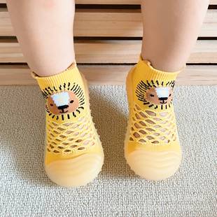 夏季儿童步前男女宝宝透气网眼学步袜婴幼儿室内防滑软底地板