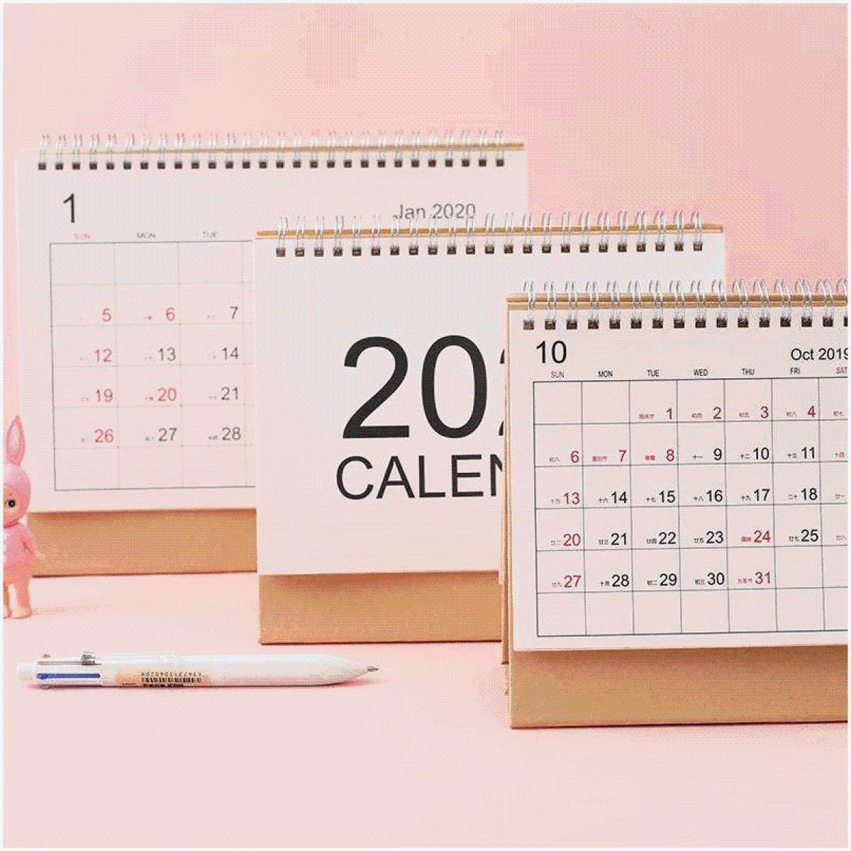 简约计划台历桌面记事本日程日历2019小学习学生日历本-2020年.