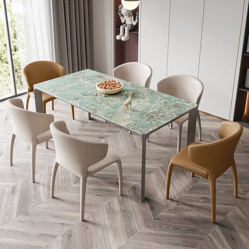 (今日5折)岩板餐桌现代简约意式轻奢大小户型家用亮光长方形高端餐桌