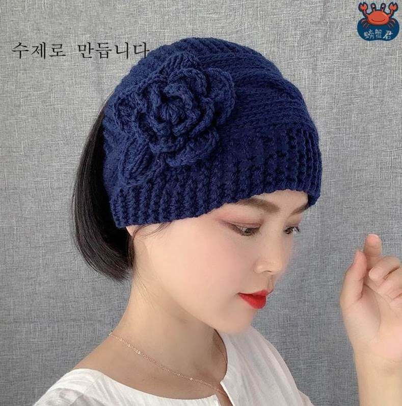 扎高辫子戴的帽子漏顶帽子女冬针织空顶帽冬季露马尾毛线无顶运动