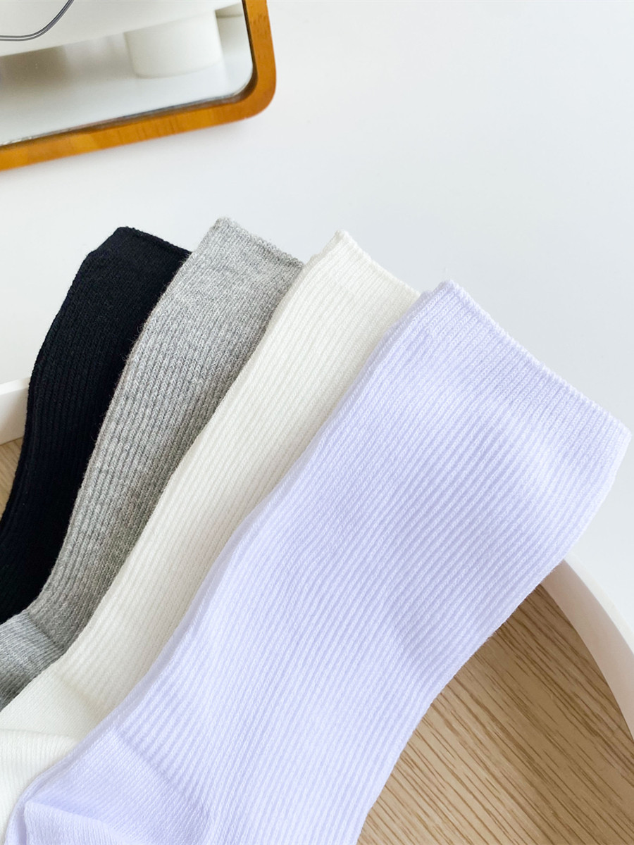 帕耐克丝白色袜子男女士中筒袜秋冬季堆堆袜韩国情侣纯棉男士纯色