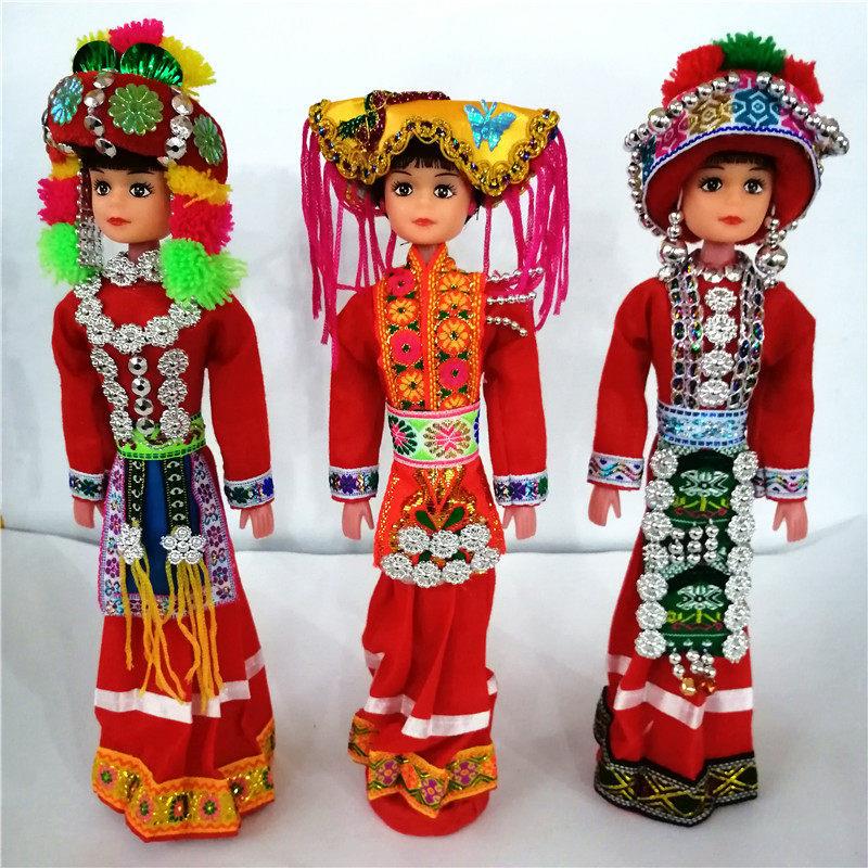 爆热销少数民族娃娃手工卡通布娃摆件云南特色玩偶旅游纪念品