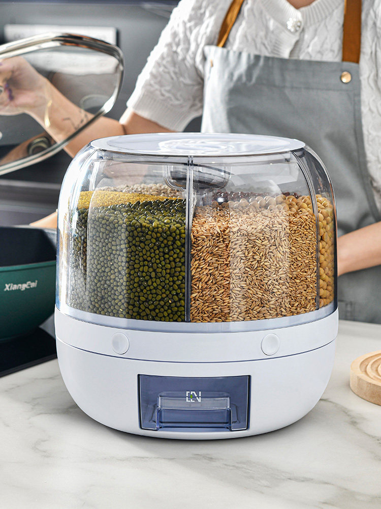 自动出米桶家用旋转五谷杂粮米桶防虫防潮密封分隔可收纳储米罐