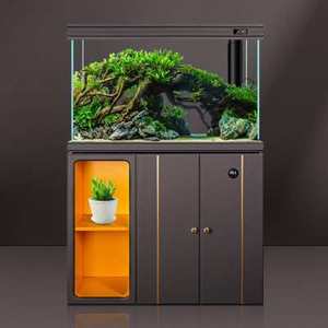 超白鱼缸客厅大型底滤免换水生态缸下过滤家用造景屏风隔断水草缸