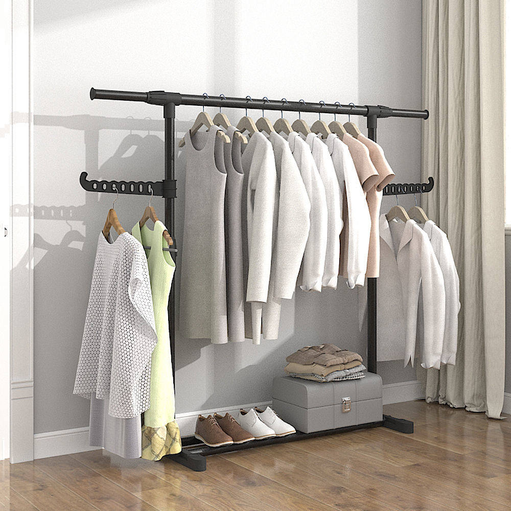 家用晾衣架落地卧室阳台挂晒衣服架子简易宿舍室内折叠衣帽架立式