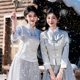 新中式伴娘服2025新款姐妹团礼服长袖保暖小个子旗袍缎面伴娘裙女