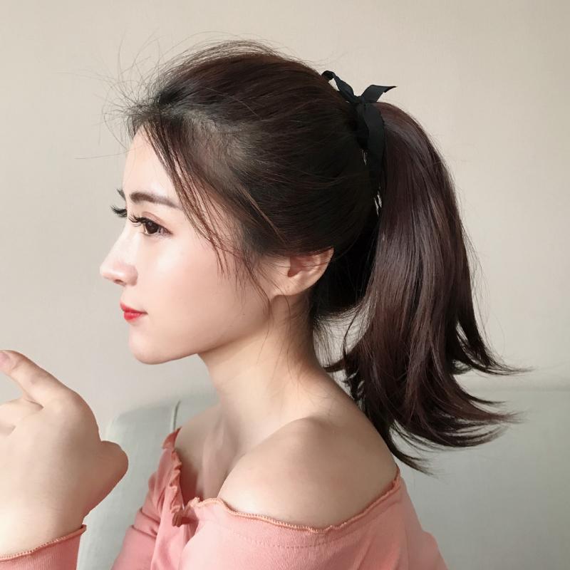 马尾超短假发绑带短款直发网红微卷外翻辫子马尾