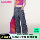 LALABOBO2023冬季新款美式工装风多口袋高腰牛仔裤女|LBCC-WXZC80