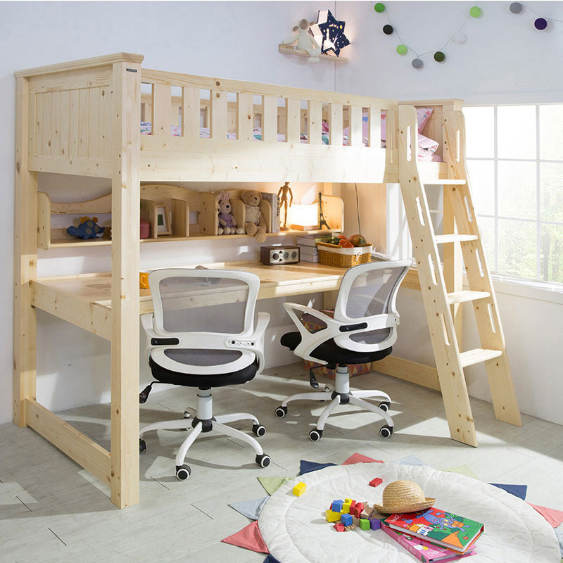 nordhouse 芬兰云杉木多功能组合床上床下桌实木床双层带桌儿童床