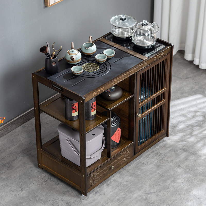 移动茶台家用小茶车茶桌茶水柜带轮功夫茶几茶具套装烧水一体茶车