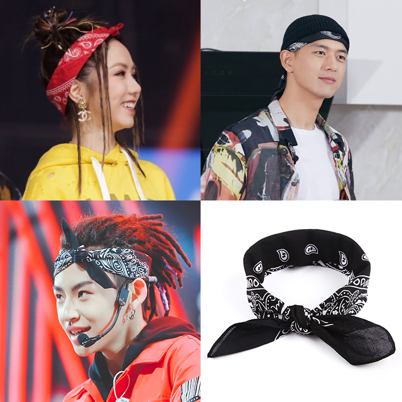 2021新款头巾男潮夏季嘻哈束发带女绑发网红运动方巾男士发箍头饰