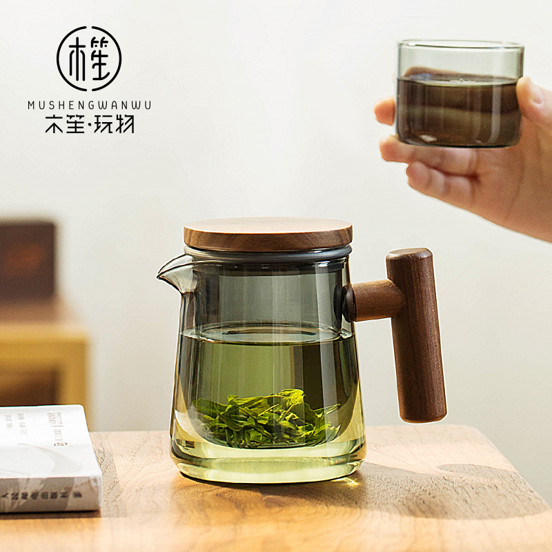 木笙玩物玻璃茶壶家用一人泡茶具套装高级感过滤冲泡茶壶茶水分离