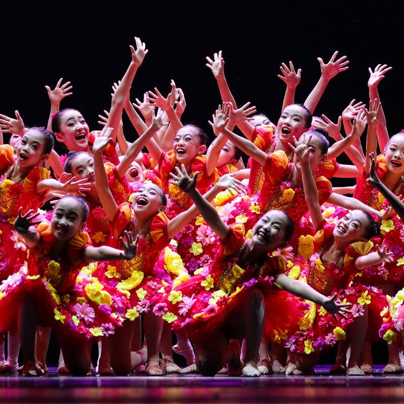 20215六一儿童演出服小荷风采花儿那样红舞蹈表演服庆党红色花朵