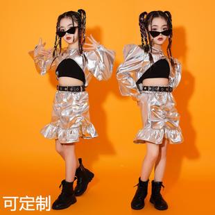 女童模特走秀潮服科技感时装儿童爵士舞演出服装少儿街舞嘻哈套装