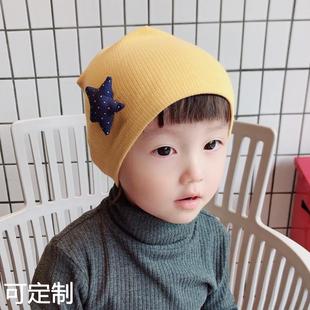 单层 潮 春秋季薄款儿童帽子星星棉针织宝宝套头帽棉质婴儿胎帽