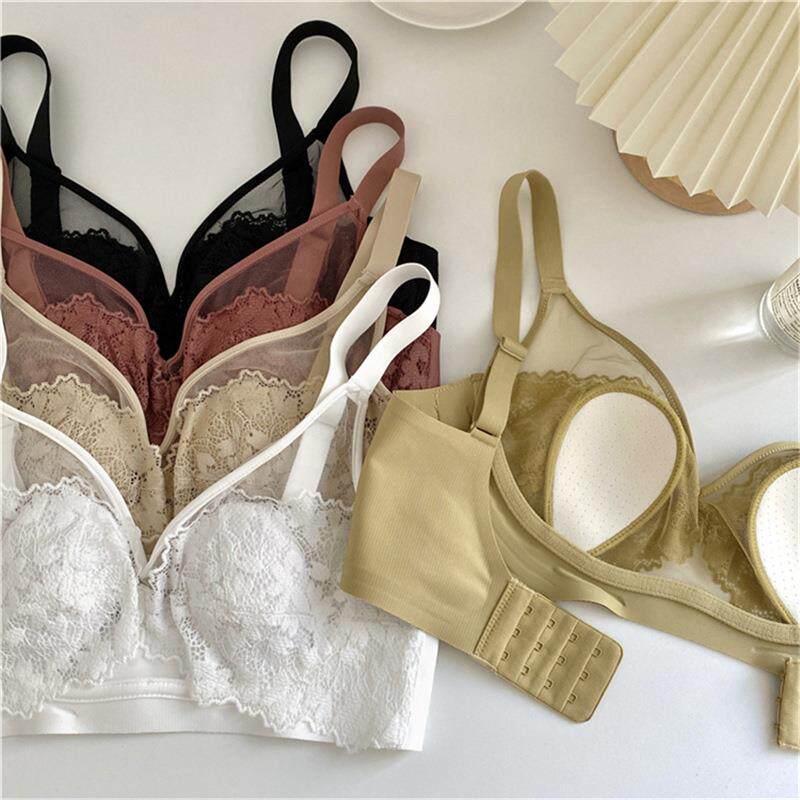 春夏氛围感内衣性感蕾丝兔耳朵文胸女聚拢大胸显小果冻条胸罩新款