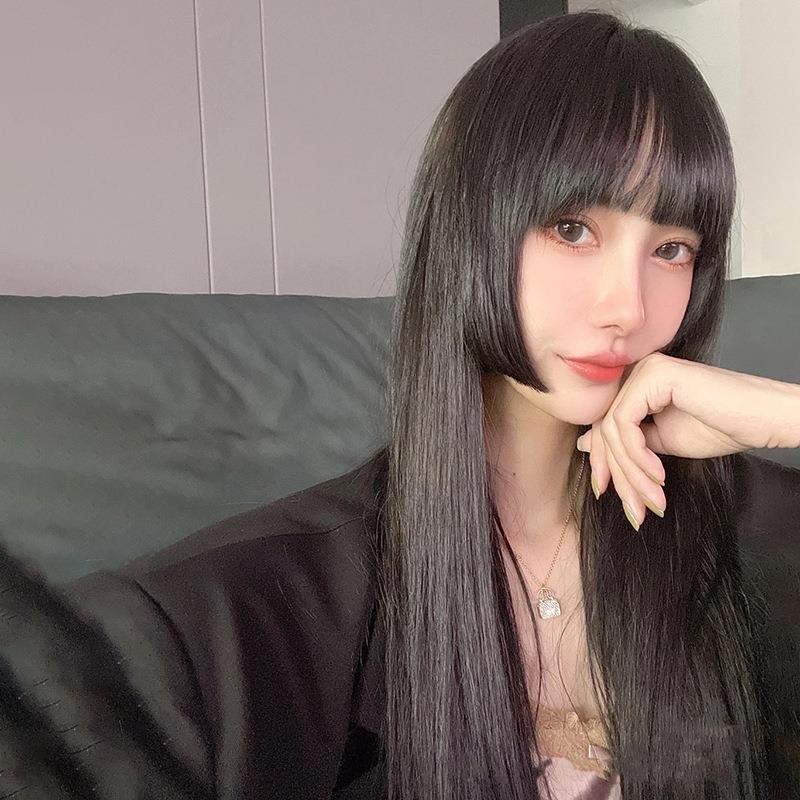 公主切假发女中长发空气刘海自然网红修脸姬发式短发日系全头套式