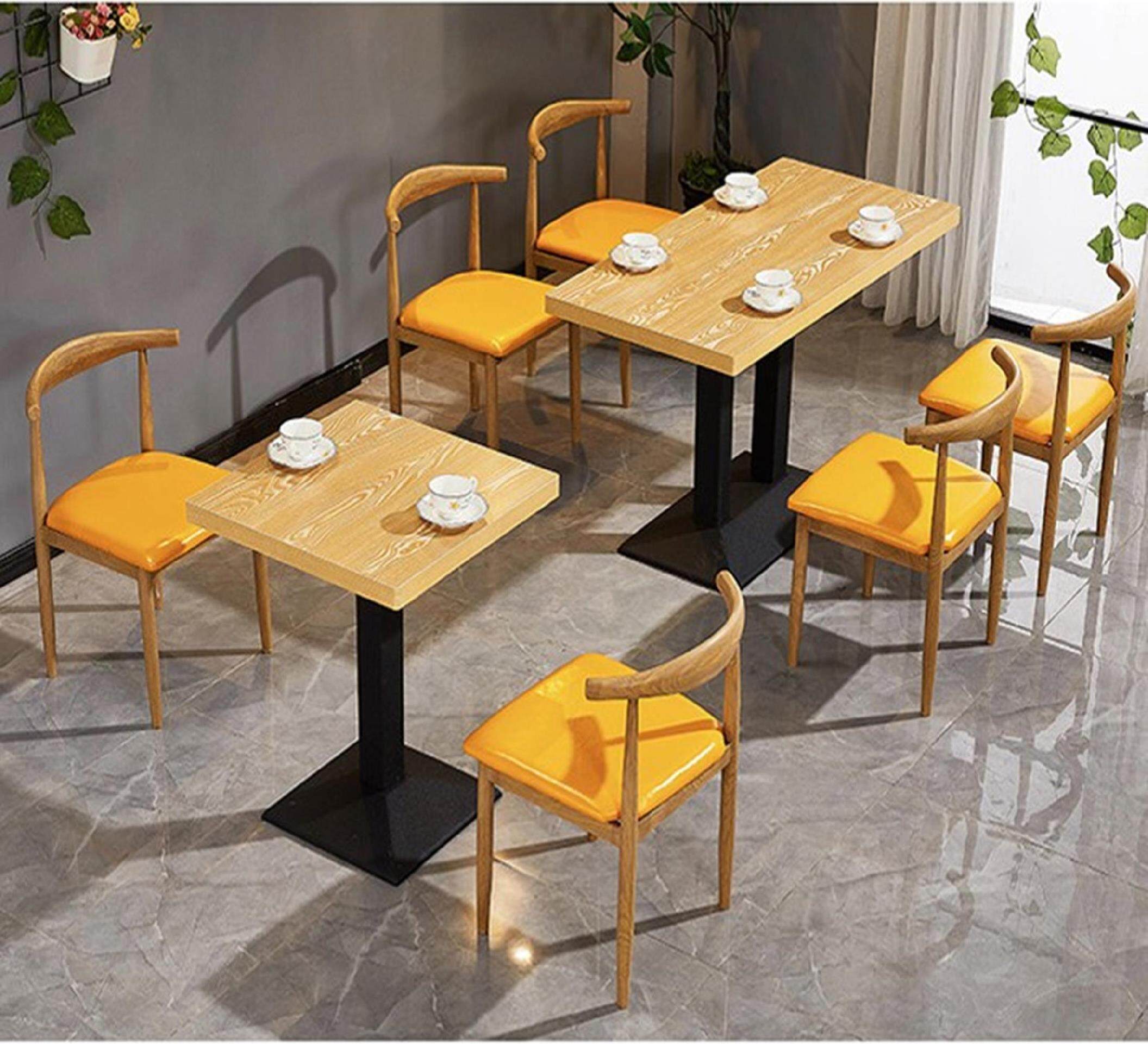 快餐桌椅组合小吃奶茶甜品汉堡店咖啡厅食堂餐饮商用饭店牛角椅凳