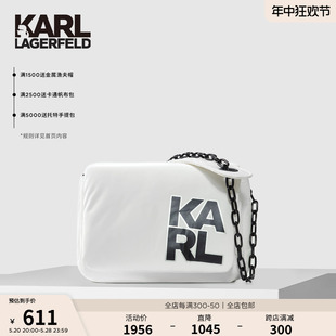 KARL LAGERFELD卡尔拉格斐2022春秋新款方形白色女士斜挎包老佛爷