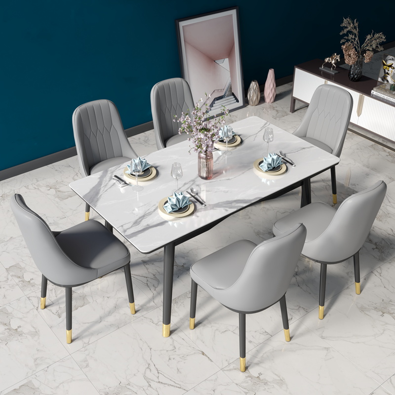 北欧实木餐桌椅组合现代简约轻奢玻璃面小户型长方形家用客厅桌子