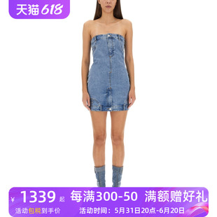 Moschino莫斯奇诺新款女装抹胸修迷你牛仔连衣裙