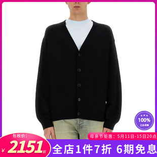 KENZO新款男士时尚休闲毛衣开衫卫衣深V领罗口线衣外套黑色FW23