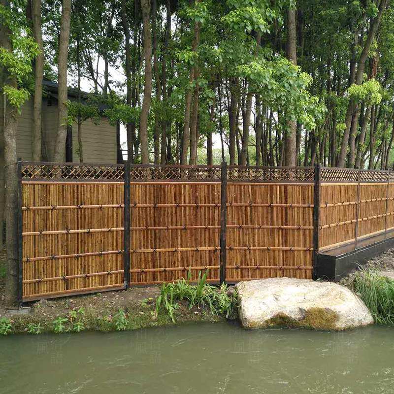 日式竹竿竹子竹篱笆竹院墙竹屏风花园户外竹片围栏栅栏竹屏障装饰