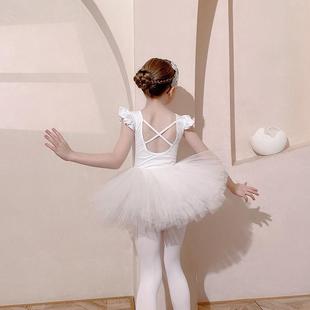 儿童舞蹈服装夏季女童练功服芭蕾舞裙女孩中国舞分体套装纱裙白色