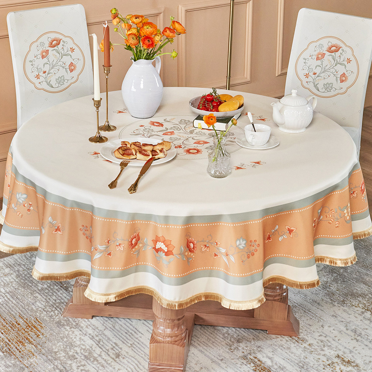 大圆桌桌布家用防水圆形优惠券爱比价妈妈