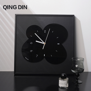 QING DIN客厅装饰画钟表轻奢高级感电表箱入户挂钟摆件壁画