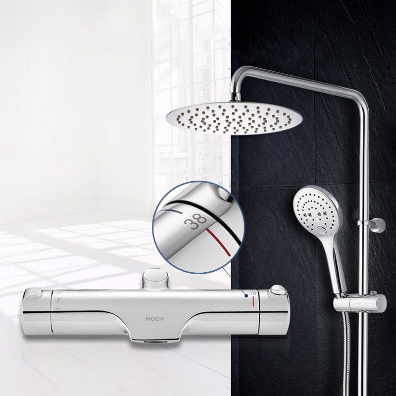 moen摩恩恒温花洒淋浴花洒套装家用淋雨喷头套装冷热混水阀可升降