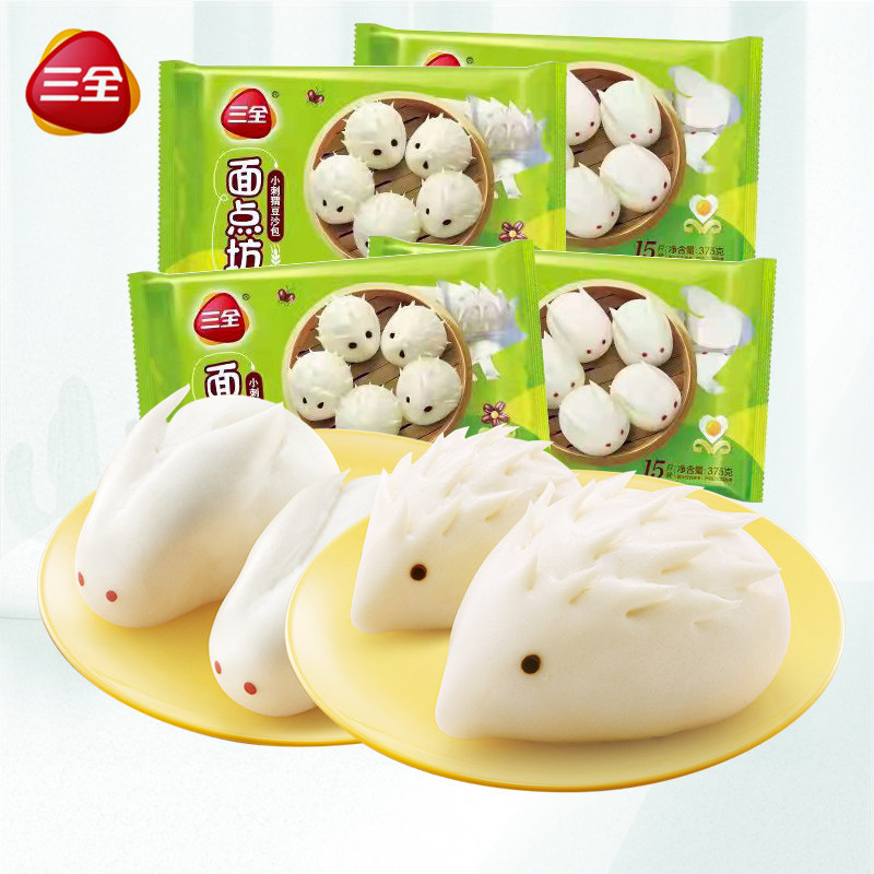 三全猪猪奶黄卡通包 儿童小动物面点奶黄包豆沙包子速冻早餐包邮已售7