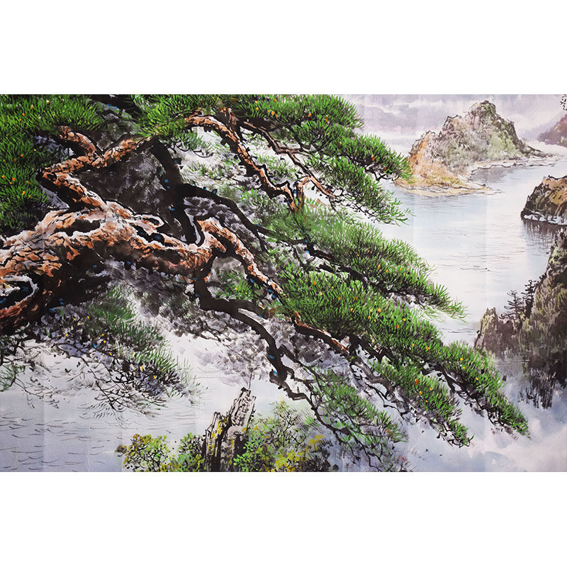 (朝鲜画)功勋级方善姬 《松树系列3》 万寿台-【锦绣山】