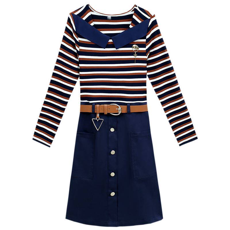 秋连衣裙女夏季春装m女装2020年新款气质两件套145矮个子套装