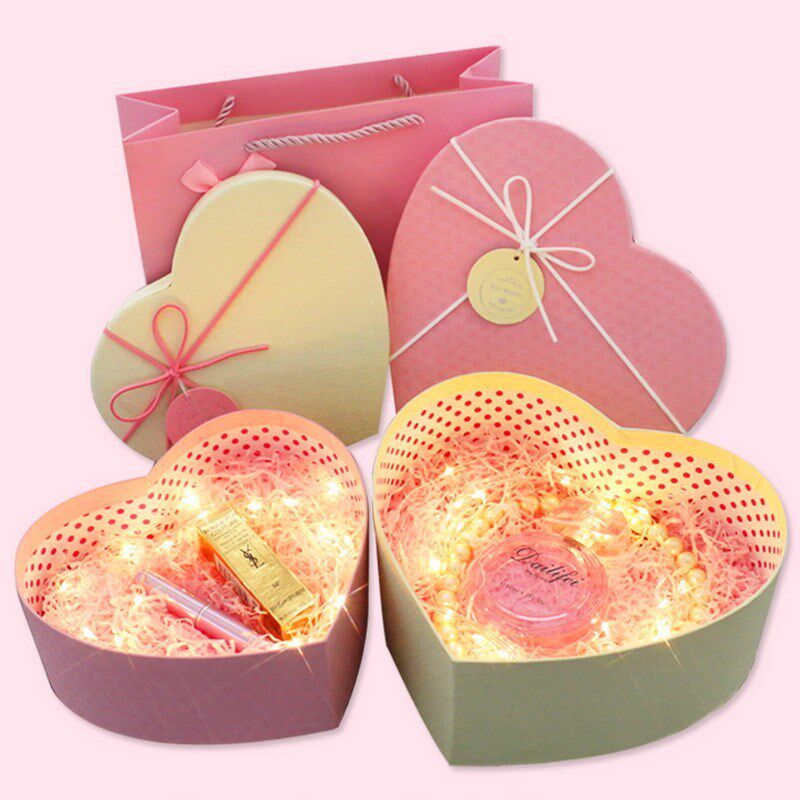 情人节礼物盒心形礼盒空盒子小号口红爱心礼品盒包装盒ins