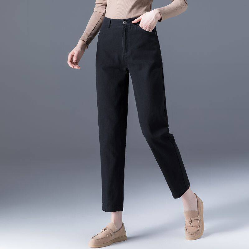 黑色哈伦裤女秋季新款宽松女裤休闲裤女士裤子显瘦百搭九分萝卜裤